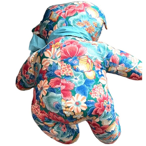 Vtg Shabby Chic Floral Teddy Bear Large. 17" h x 18" w - Picture 6 of 13